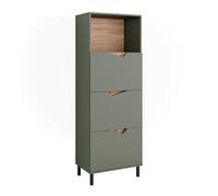 Vicco Commode Marelle, Vert/Artisan, 60x169.5cm avec 4 Compartiments, pour Le Rangement des vêtements et des Articles ménagers