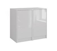 Vicco Commode Sherry, Blanc/Blanc Brillant, 80.2x76cm 2 Parties