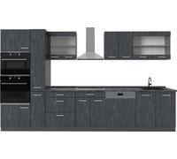 Vicco Cuisine complète R-Line, 350 cm , PT Anthracite, Noir Béton/Anthracite/Anthracite