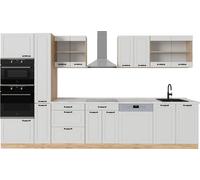 Vicco Cuisine complète "R-Line", Blanc campagnard/Chêne doré, 350cm , PT Marbre