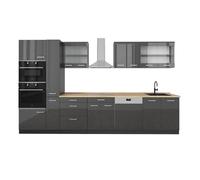 Vicco Cuisine complète R-Line, Anthracite Brillant/Anthracite, 350cm