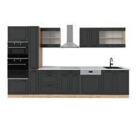 Vicco Cuisine complète R-Line, 350cm , PT Marbre, Anthracite Campagne/Chêne doré