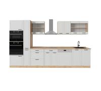 Vicco Cuisine complète "R-Line", Blanc campagnard/Chêne doré, 350cm , PT Chêne