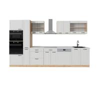 Vicco Cuisine complète "R-Line", Blanc campagnard/Chêne doré, 350cm , PT Marbre