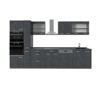 Vicco Cuisine complète R-Line, Noir Béton/Anthracite, 350 cm, PT Anthracite