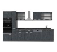 Vicco Cuisine complète R-Line, Noir Béton/Anthracite, 350cm , PT Anthracite Noir Béton/Anthracite