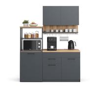 Vicco Cuisine Egbert, Anthracite, 160cm avec Table Extensible, avec égouttoir intégré et étagères latérales