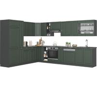 Vicco cuisine en angle Fame-Line, 257 x 60 cm , PT Marbre, Vert et or campagne/anthracite