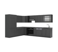 Vicco Cuisine en Angle Fame-Line Anthracite Campagne/Anthracite 347x257 cm | 16 Modules · Pieds réglables en hauteur · Sans plan de travail · Façades en MDF · Softclose · Poignées en métal