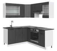 Cuisine en angle Fame-Line, 160 x 60 cm sans plan de travail, Anthracite maison de campagne/blanc, Vicco