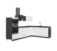 Vicco Cuisine en Angle Fame-Line Blanc Brillant/Anthracite 287x207 cm