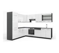 Vicco Cuisine en Angle Fame-Line, Blanc Brillant/Anthracite, 227 x 287 cm sans Plan de Travail