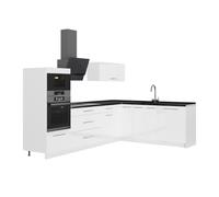 Vicco Cuisine en Angle Fame-Line, Blanc Brillant/Blanc, 287 x 207 cm