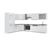 Vicco Cuisine en Angle Fame-Line, Blanc Brillant/Blanc, 347x46cm sans PT, adapté à Une Planification de Cuisine Flexible et à Une Extension modulaire
