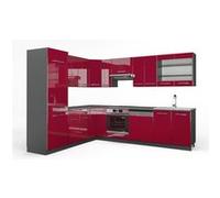 Vicco Cuisine en angle Fame-Line, Bordeaux haute brillance/anthracite, 287x60cm sans PT Bordeaux haute brillance/anthracite G