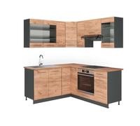 Vicco Cuisine en Angle Fame-Line, Chêne doré/Anthracite, 190 x 160 cm