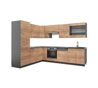 Vicco Cuisine en Angle Fame-Line, Chêne doré/Anthracite, 287 x 227 cm