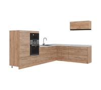 Vicco Cuisine en Angle Fame-Line, Chêne doré/Chêne doré, 327 x 227 cm