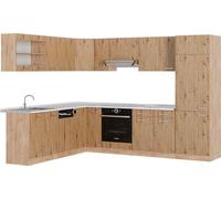 Vicco cuisine en angle R-Line, 227 x 287 cm avec plan de travail, Chêne Artisan/Chêne doré
