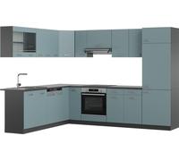 Vicco cuisine en angle R-Line, 227 x 287 cm , PT Anthracite, Bleu-gris/anthracite