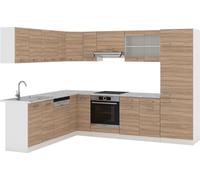 Vicco cuisine en angle R-Line, 227 x 287 cm sans plan de travail, Sonoma/blanc