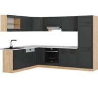 Vicco Cuisine en Angle R-Line, Anthracite Campagne/Chêne doré, 227x287cm, PT Marbre