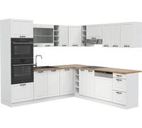 Vicco cuisine en angle R-Line, 237 x 247 cm sans plan de travail, Blanc campagne/blanc