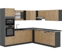 Vicco cuisine en angle R-Line, 237 x 247 cm sans plan de travail, Chêne Artisan/Anthracite