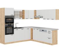 Vicco Cuisine en angle R-Line, Blanc campagnard/Chêne doré, 237x247cm , PT Marbre Blanc campagnard/Chêne doré G