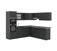 Vicco Cuisine en Angle R-Line, Anthracite Campagne, 247x46cm sans PT, pour Une Planification de Cuisine Flexible et Une Extension modulaire