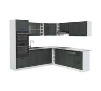 Vicco Cuisine en Angle R-Line, Anthracite Campagne/Blanc, 247 x 237 cm
