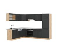 Vicco Cuisine en angle "R-Line", Anthracite Campagne/Chêne doré, 227x287cm , PT Marbre