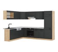 Vicco Cuisine en Angle R-Line, Anthracite Campagne/Chêne doré, 227x287cm, PT Marbre