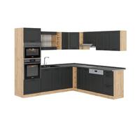 Vicco Cuisine en Angle R-Line Anthracite Campagne/Chêne doré 247x237 cm