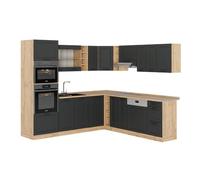 Vicco Cuisine en Angle R-Line, Anthracite Campagne/Chêne de Force doré, 247 x 237 cm, PT Chêne, pour Une Configuration personnalisée et Une Extension avec des modules supplémentaires