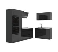 Vicco Cuisine en Angle R-Line, Anthracite Haute Brillance/Anthracite 230 x 120 cm
