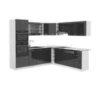 Vicco Cuisine en Angle R-Line, Anthracite Haute Brillance/Blanc, 247 x 237 cm sans PT, pour Une Disposition Flexible et Une Extension modulaire