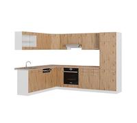 Vicco Cuisine en Angle R-Line, Artisan chêne/Blanc, 227 x 287 cm, PT Chêne