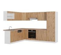 Vicco cuisine en angle R-Line, 227 x 287 cm , PT Chêne, Artisan chêne/blanc