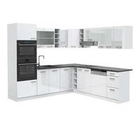 Vicco Cuisine en angle R-Line, blanc brillant/blanc, 237x60cm , PT Anthracite blanc brillant/blanc G