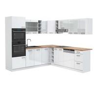 Cuisine en angle R-Line, 237 x 247 cm , PT Chêne, blanc brillant/blanc, Vicco