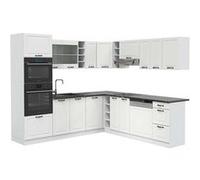 Vicco Cuisine en angle R-Line, Blanc campagne/blanc, 237x60cm , PT Anthracite Blanc campagne/blanc G