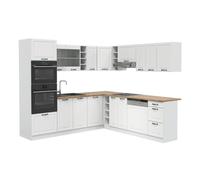 Vicco Cuisine en Angle R-Line, Blanc Campagne/Blanc, 247 x 237 cm