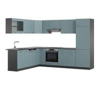 Vicco cuisine en angle R-Line, 227 x 287 cm , PT Anthracite, Bleu-gris/anthracite