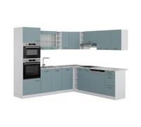 Vicco Cuisine en Angle R-Line, Bleu-Gris, 247x46cm sans PT, pour Une Disposition Flexible et Une Extension modulaire