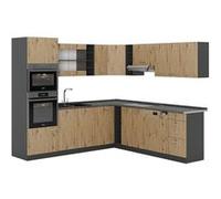 Vicco Cuisine en angle R-Line, Chêne Artisan/Anthracite, 247x46cm sans PT Chêne Artisan/Anthracite