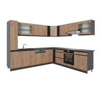 Vicco Cuisine en Angle R-Line, Chêne doré/Anthracite, 277 x 257 cm