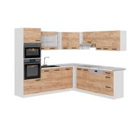 Vicco Cuisine en Angle R-Line, Chêne doré/Blanc, 247 x 237 cm