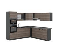 Vicco Cuisine en Angle R-Line, Gris Noble, 247x60cm, PT Anthracite, pour Une Planification de Cuisine Flexible et Une Extension modulaire