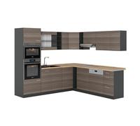 Vicco Cuisine en Angle R-Line, Gris Noble/Anthracite, 247 x 237 cm sans PT, pour Une Planification de Cuisine Flexible et Une Extension modulaire